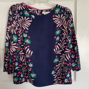 Boden Larissa Top sz 10/6 Navy Floral EUC